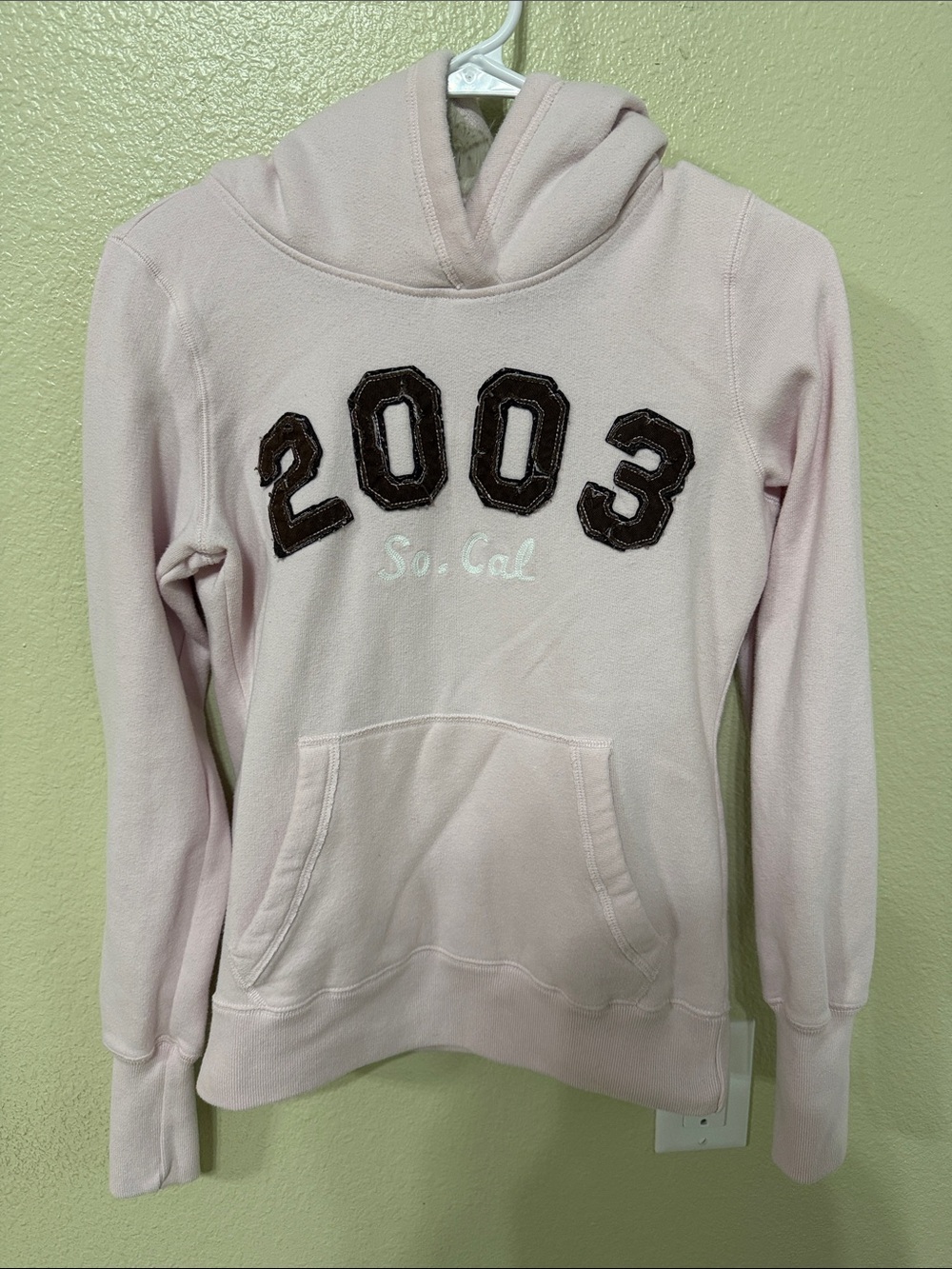 Hollister Light Pink Pullover Hoodie with '2003' Applique
